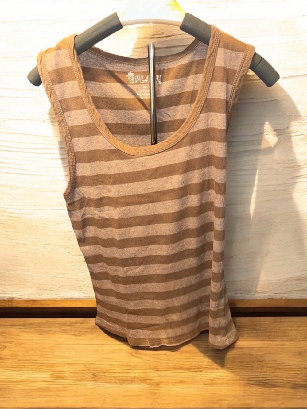 Splash Brown and Tan Striped Sleeveless Tank pre loved 3X